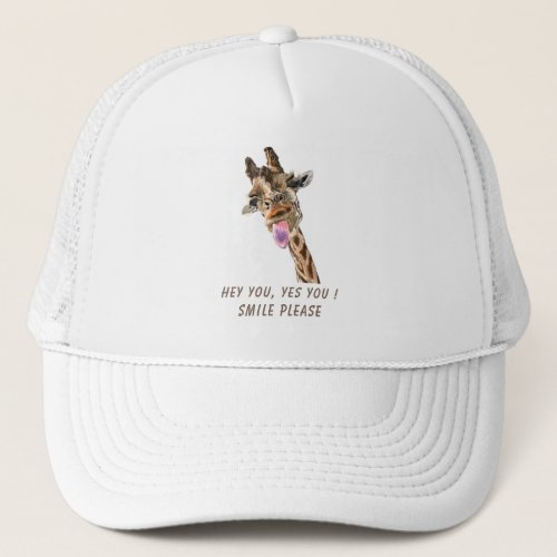 Playful Funny Giraffe Tongue Out Trucker Hat