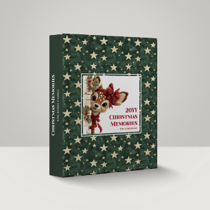 Playful Funny Reindeer Christmas Memory Book 3 Ring Binder