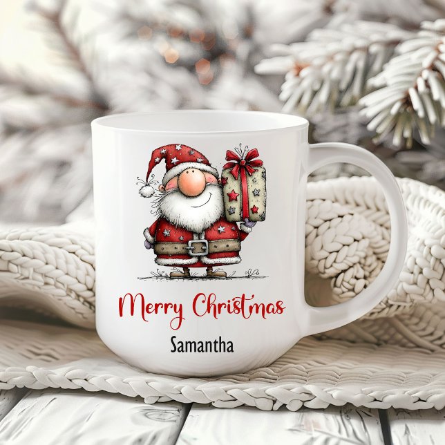 Playful Funny Santa Cartoon Christmas Coffee Mug (Playful Funny Santa Cartoon Christmas Coffee Mug)