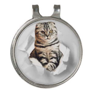 Playful Funny Torn Paper Cute Cat Lover Humor Golf Hat Clip