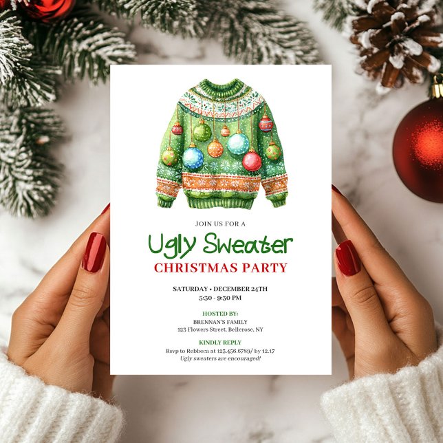 Playful Funny Ugly Sweater Holiday Invite (Playful Funny Ugly Sweater Holiday Invite)