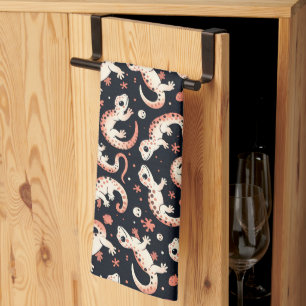 Playful Gecko Pattern Kitchen Towel