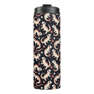 Playful Gecko Pattern Thermal Tumbler