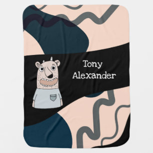 Playful Geometric Cartoon Funny Elegant Baby Blank Blanket