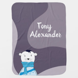 Playful Geometric Cartoon Funny Elegant Bear Baby Blanket