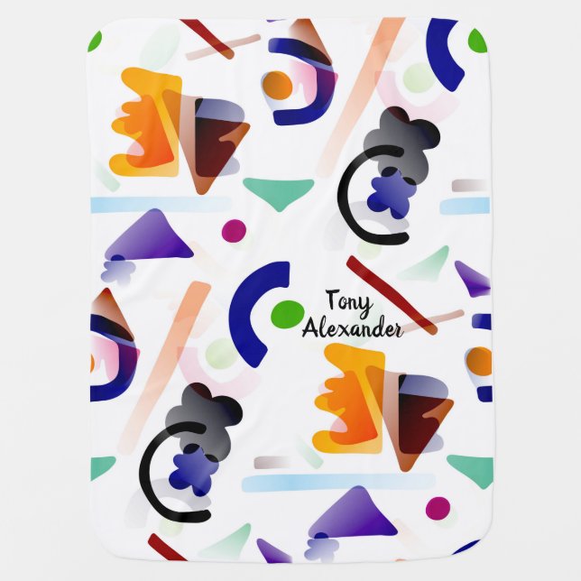 Playful Geometric Cartoon Funny Elegant Modern Bab Baby Blanket (Front)