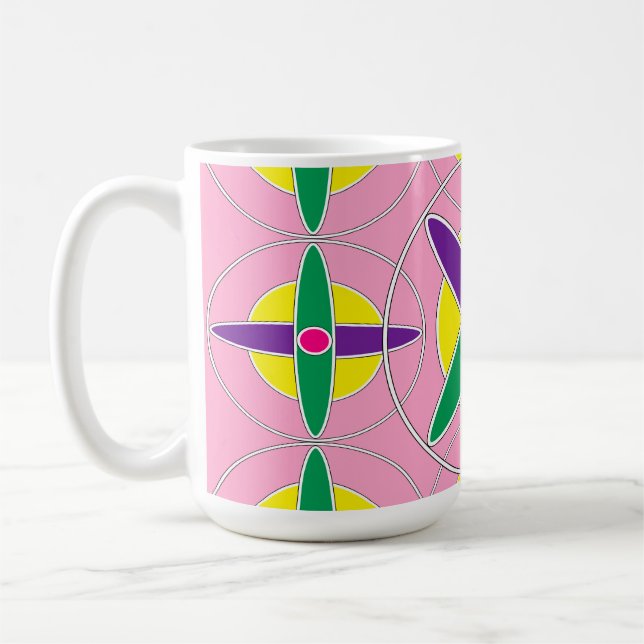 Playful geometric cross pattern coffee mug (Left)