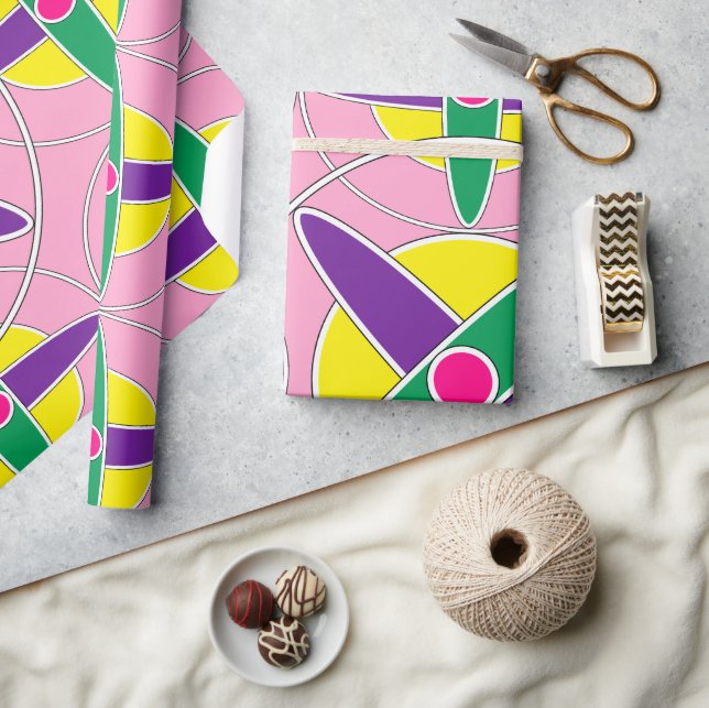 Playful geometric cross pattern wrapping paper (Crafts)