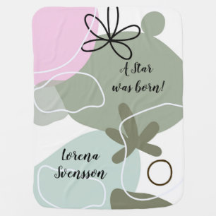 Playful Geometric Modern Powder Rose Floral Baby Blanket