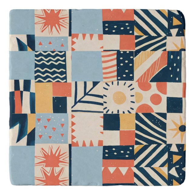 Playful geometric pattern trivet (Front)