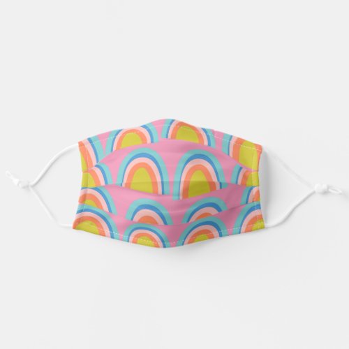 Playful Geometric Rainbow Pattern in Bright Pink Adult Cloth Face Mask