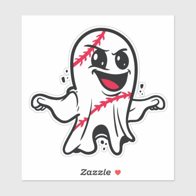 PLAYFUL GHOST HALLOWEEN BASEBALL STICKER (Sheet)
