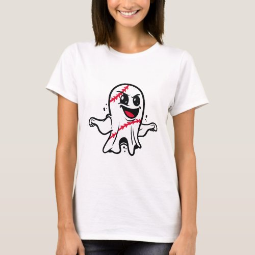 PLAYFUL GHOST HALLOWEEN BASEBALL T_Shirt