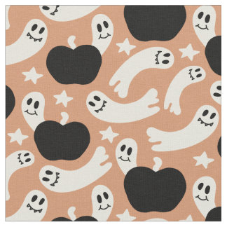 Playful Ghosts and Pumpkins on Black – Halloween Fabric