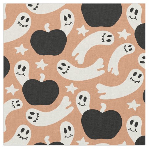 Playful Ghosts and Pumpkins on Black – Halloween Fabric