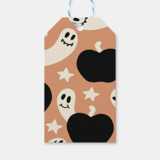 Playful Ghosts and Pumpkins on Black – Halloween Gift Tags