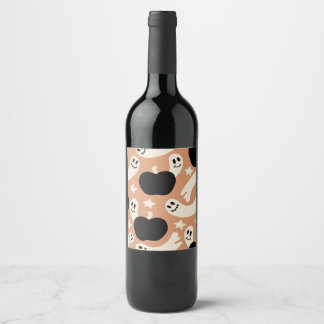 Playful Ghosts and Pumpkins on Black – Halloween Wine Label