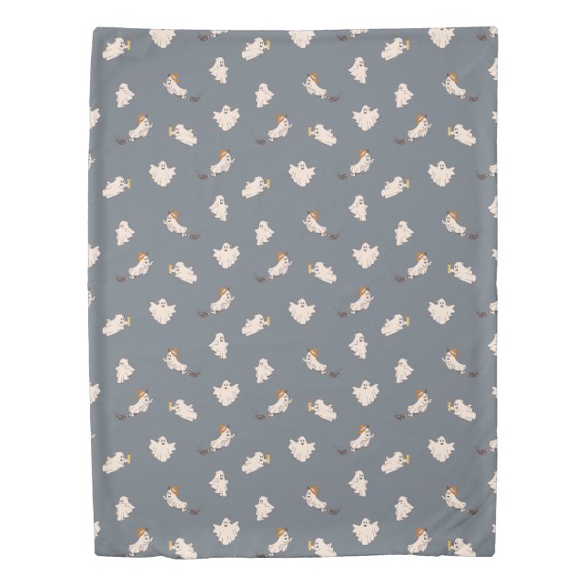 Playful Ghosts Halloween Pattern Duvet Cover (Front)