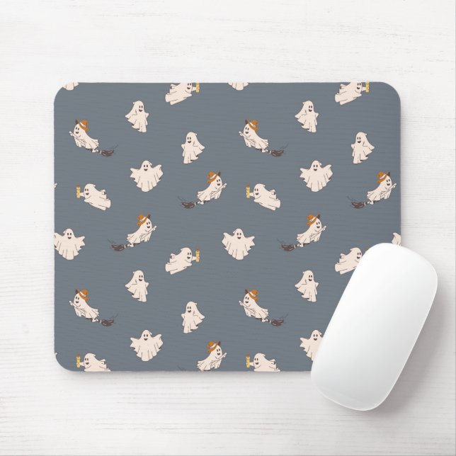 Playful Ghosts Halloween Pattern Mouse Pad (With Mouse)