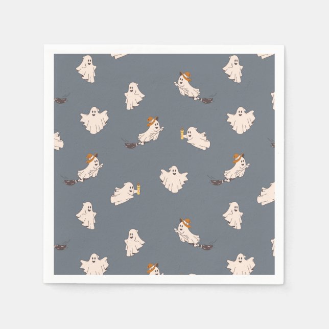 Playful Ghosts Halloween Pattern Napkins (Front)