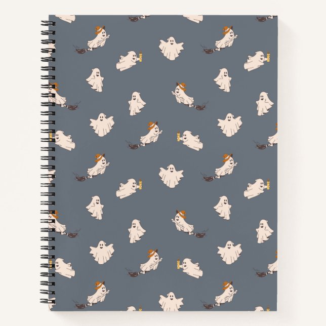 Playful Ghosts Halloween Pattern Notebook (Front)