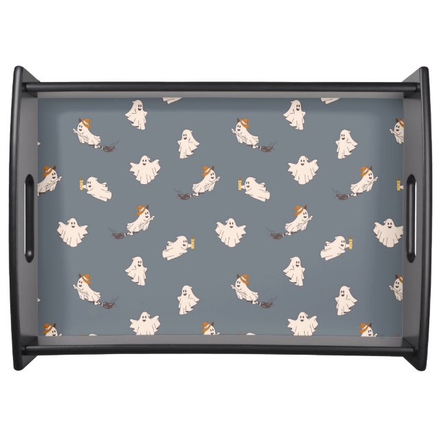 Playful Ghosts Halloween Pattern Serving Tray (Front)