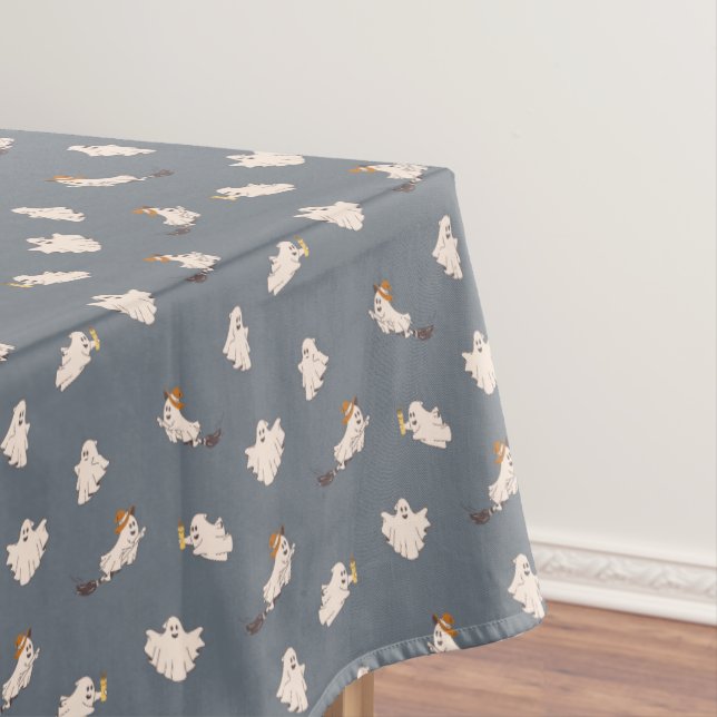 Playful Ghosts Halloween Pattern Tablecloth (In Situ)