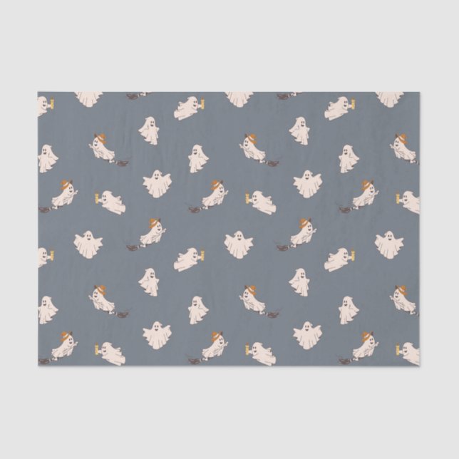 Playful Ghosts Halloween Pattern Tissue Paper (Front)