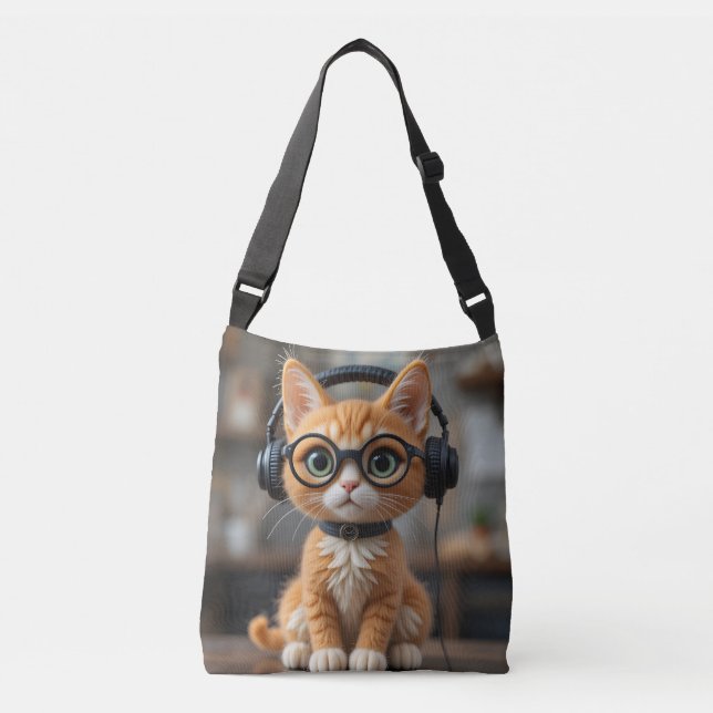 Playful Ginger Cat Crossbody Bag (Front)