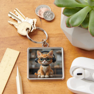 Playful Ginger Cat Keychain