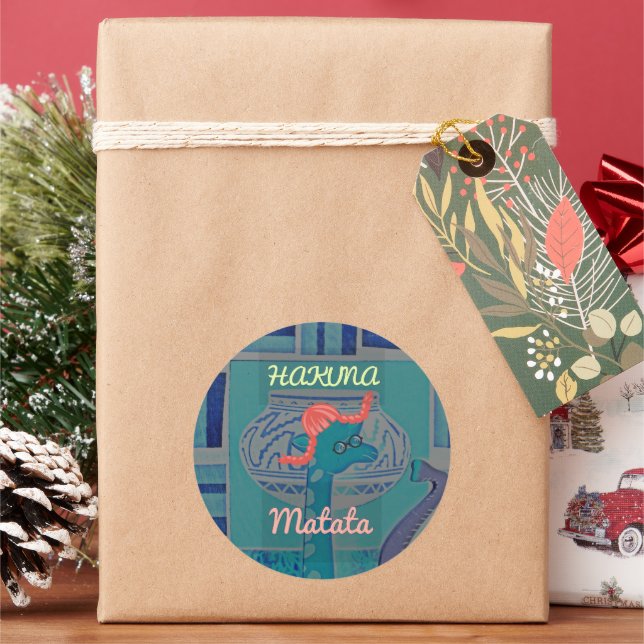 Playful Giraffe Art: An African Delight Classic Round Sticker (Holiday)