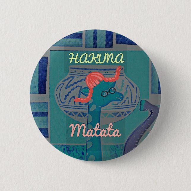 Playful Giraffe Art: An African Delight Pinback Button (Front)