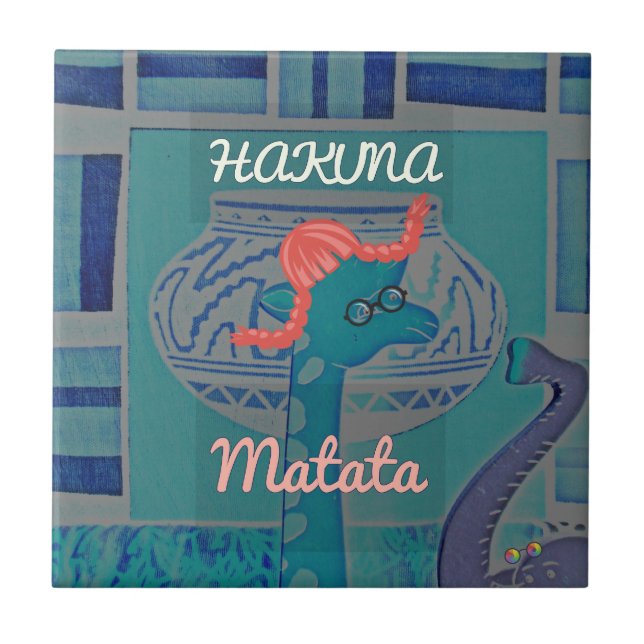 Playful Giraffe Art: An African Delight Tile (Front)