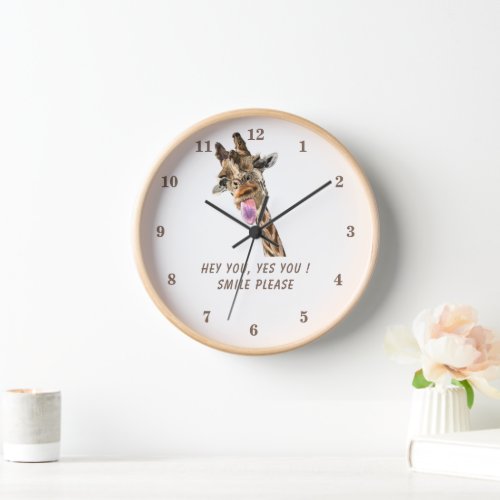 Playful Giraffe Clock Gift _ Smile _ Custom Text