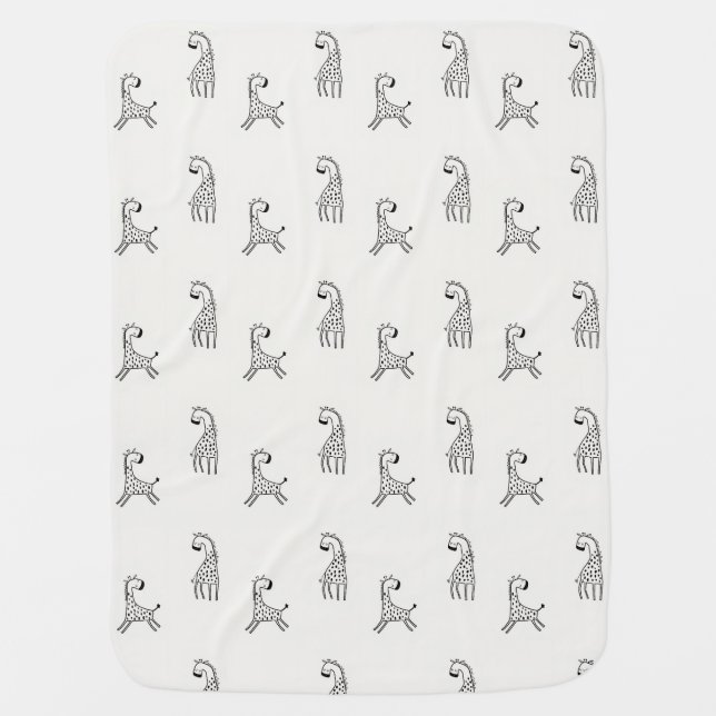 Playful Giraffe Doodle Baby Blanket (Front)