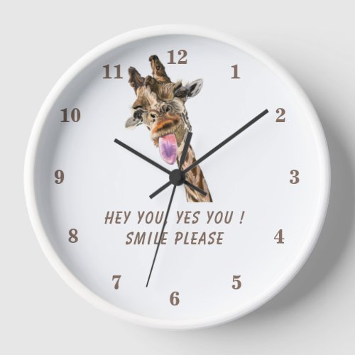 Playful Giraffe Funny Clock Gift _ Custom Text