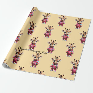 "Playful Giraffe Stroll" Wrapping Paper