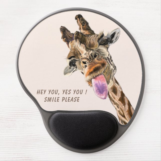 Playful Giraffe Tongue Out Gel Mouse Pad Gift (Front)