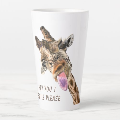 Playful Giraffe Tongue Out Latte Mug Smile
