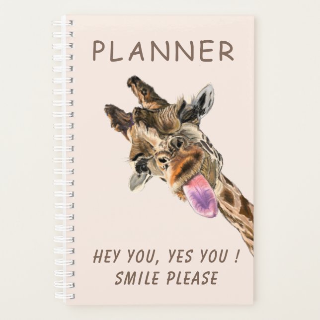 Playful Giraffe Tongue Out Planner - Smile (Front)