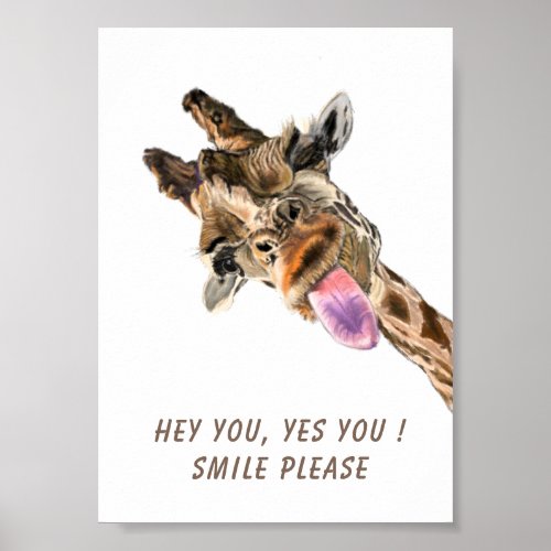 Playful Giraffe Tongue Out Poster _ Smile 