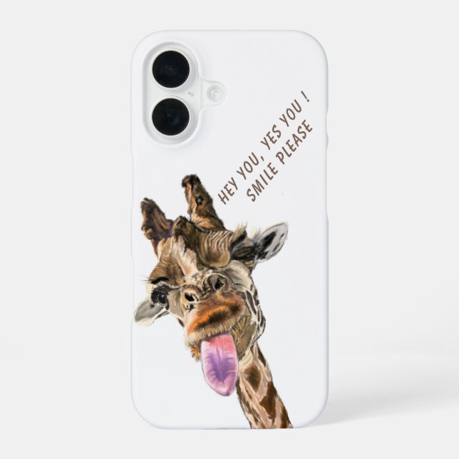 Playful Giraffe Tongue Out with Text Your Funny iPhone Case (Back)