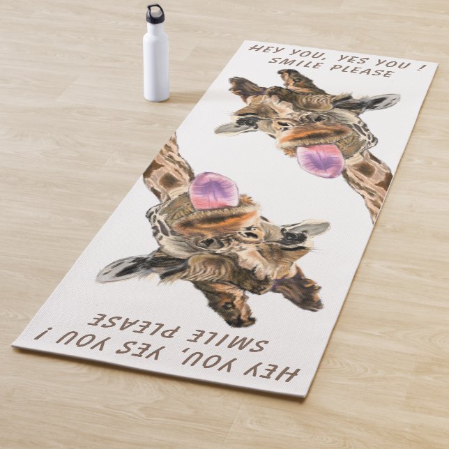 Playful Giraffe Tongue Out Yoga Mat Gift Fun (In Situ)