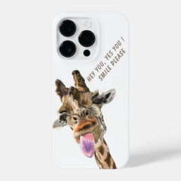 Playful Giraffe with Tongue Out Funny iPhone 14 Pro Case
