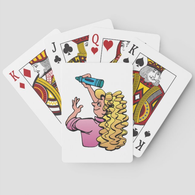 Playful Girl with Crayon Poker Cards (Back)