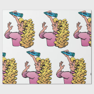 Playful Girl with Crayon Wrapping Paper
