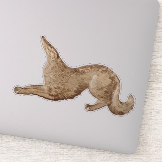 Playful Gold Borzoi Die Cut Vinyl Sticker (Detail)