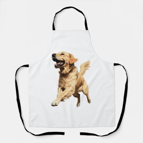 Playful Golden Retriever Puppy _ Cheerful Pet Illu Apron