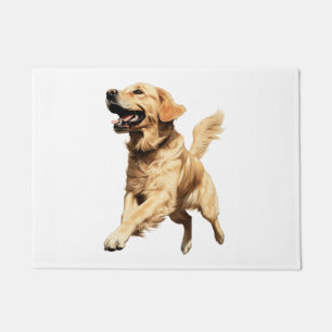 Playful Golden Retriever Puppy - Cheerful Pet Illu Doormat