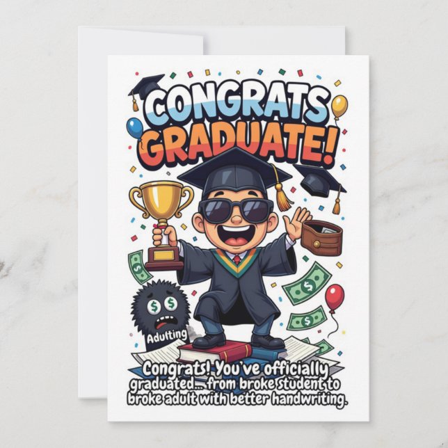 Playful Graduation Humor  Holiday Card (Front)